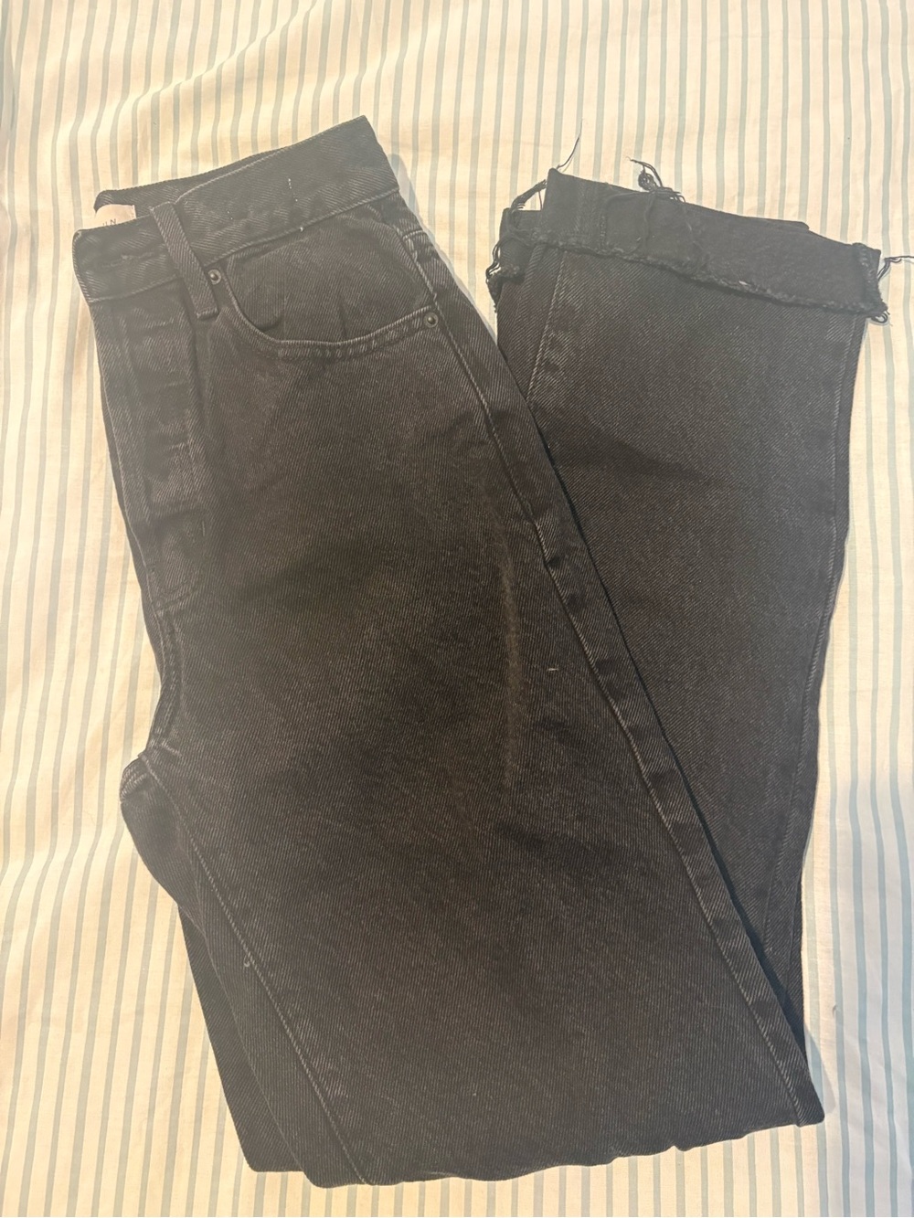 PacSun Dad Jeans Black High Rise Button Fly Raw Hem Size 24